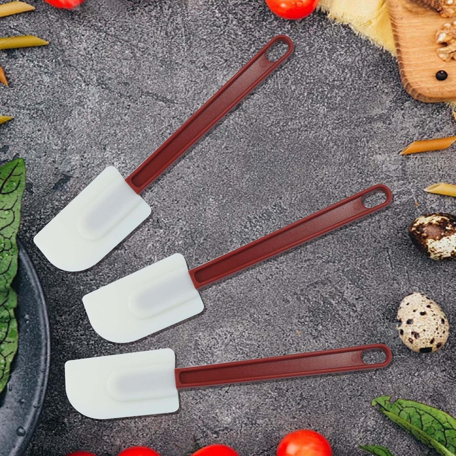 3 Piece Heat Resistant Silicone Spatula Set 25cm Soft Flexible Rubber Scrapers gallery