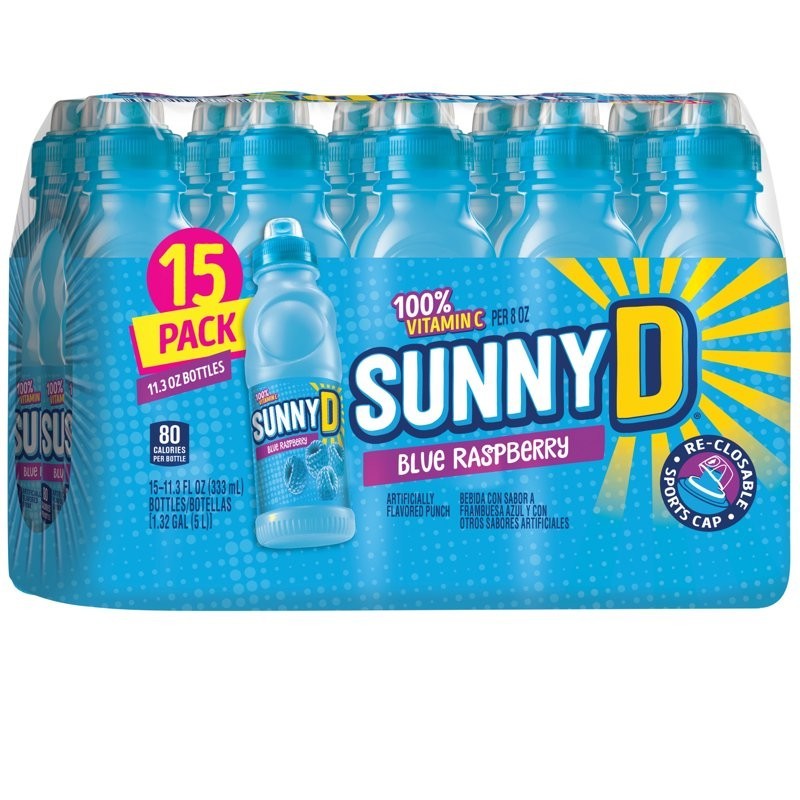 SUNNYD Blue Raspberry Shelf Stable Juice Drink, 15 Count, 11.3 fl oz Bottles gallery