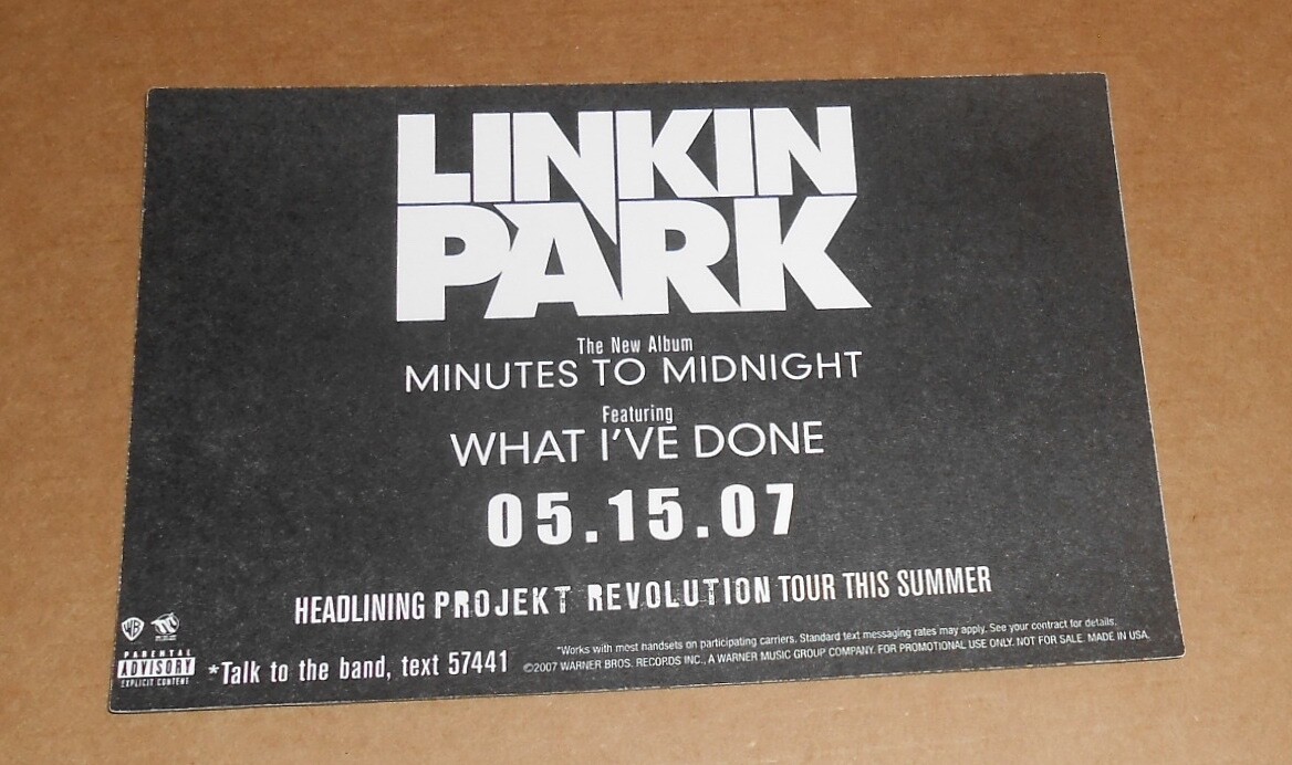 Linkin Park Minutes to Midnight Sticker 2007 Original Promo 6x4 gallery