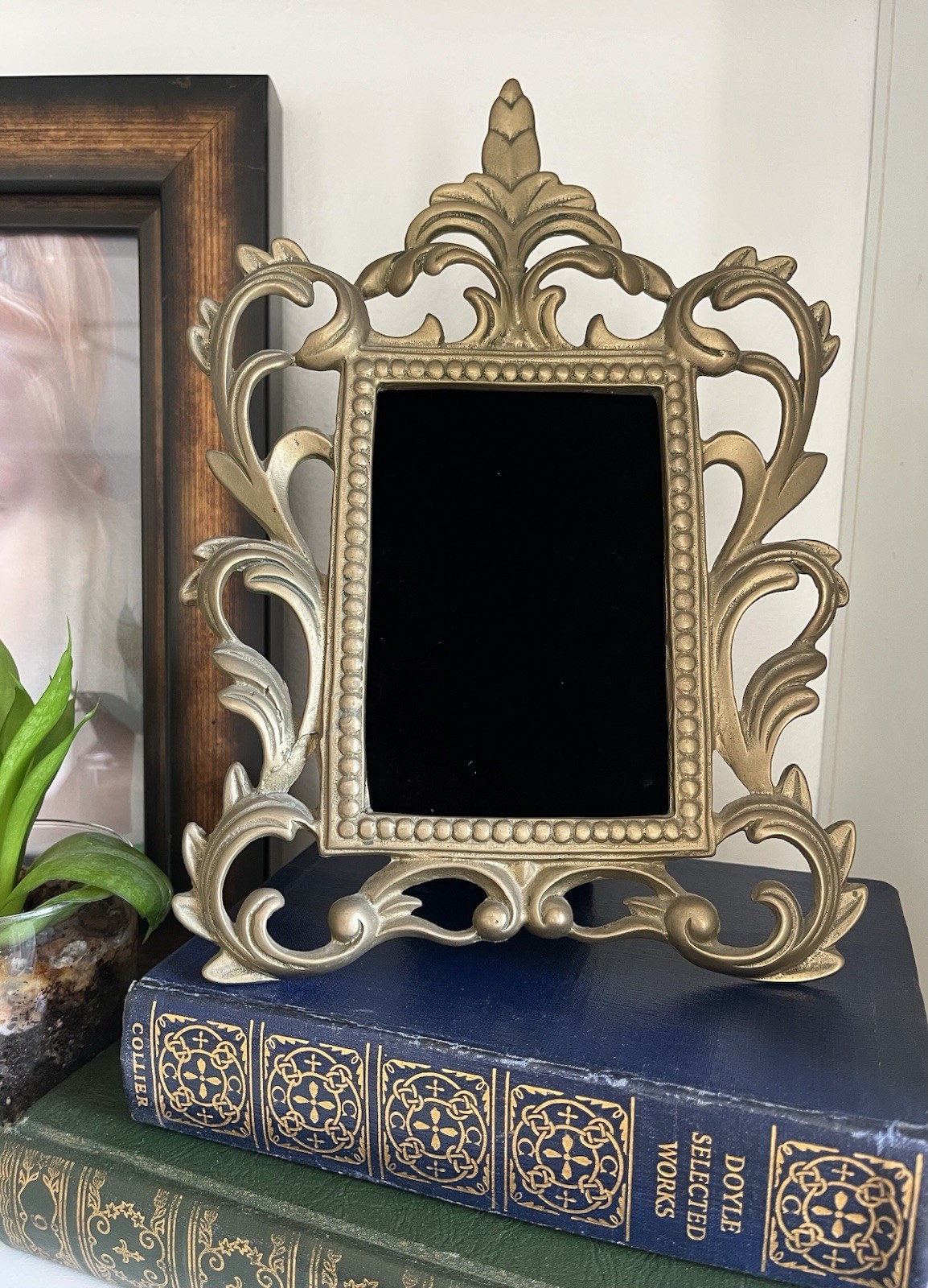 Ornate VTG Brass Picture Frame Rococo Baroque Hollywood Regency Fits 5 X 3.5 gallery