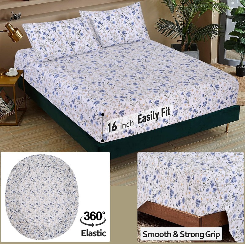 RUVANTI 100% Cotton Sheets Queen Size Set - Cooling Percale Bed Sheets - Cris... gallery