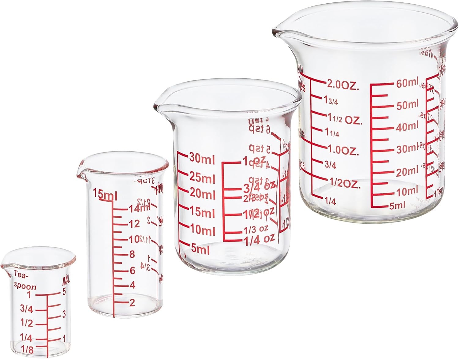 4-Piece Glass Measuring Cup Set, Borosilicate Beaker Style Nesting Liquid gallery