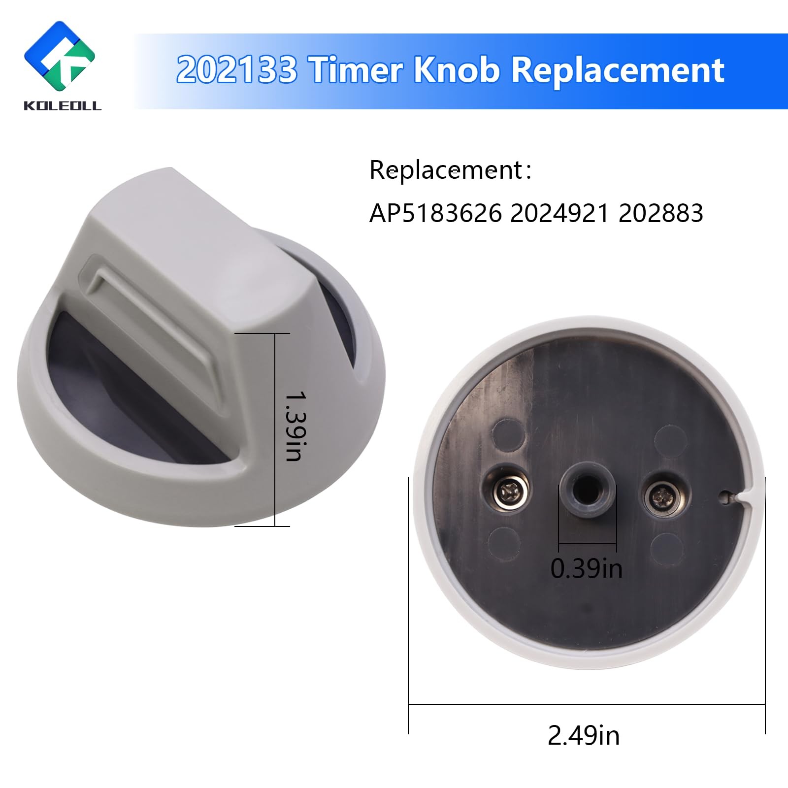 2PC 202133 Timer Knob Compatible with Speed Queen Washer Replace AP5183626 gallery