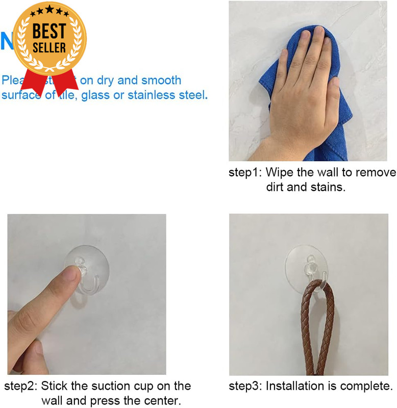 12 Pcs Small Suction Cups with Hooks 1.2 Inch Clear for Glass Window Wall Decor gallery