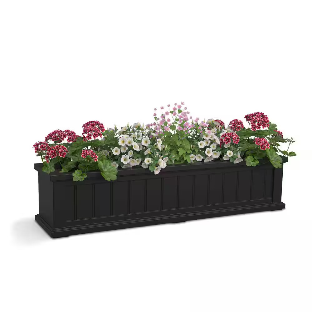 Cape Cod 48 In. X 11 In. Self-Watering Black Polyethylene Window Box gallery