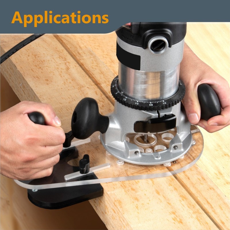 POWERTEC 71398 Universal Router Base Plate with Reversible Edge Guide and D-Hand gallery