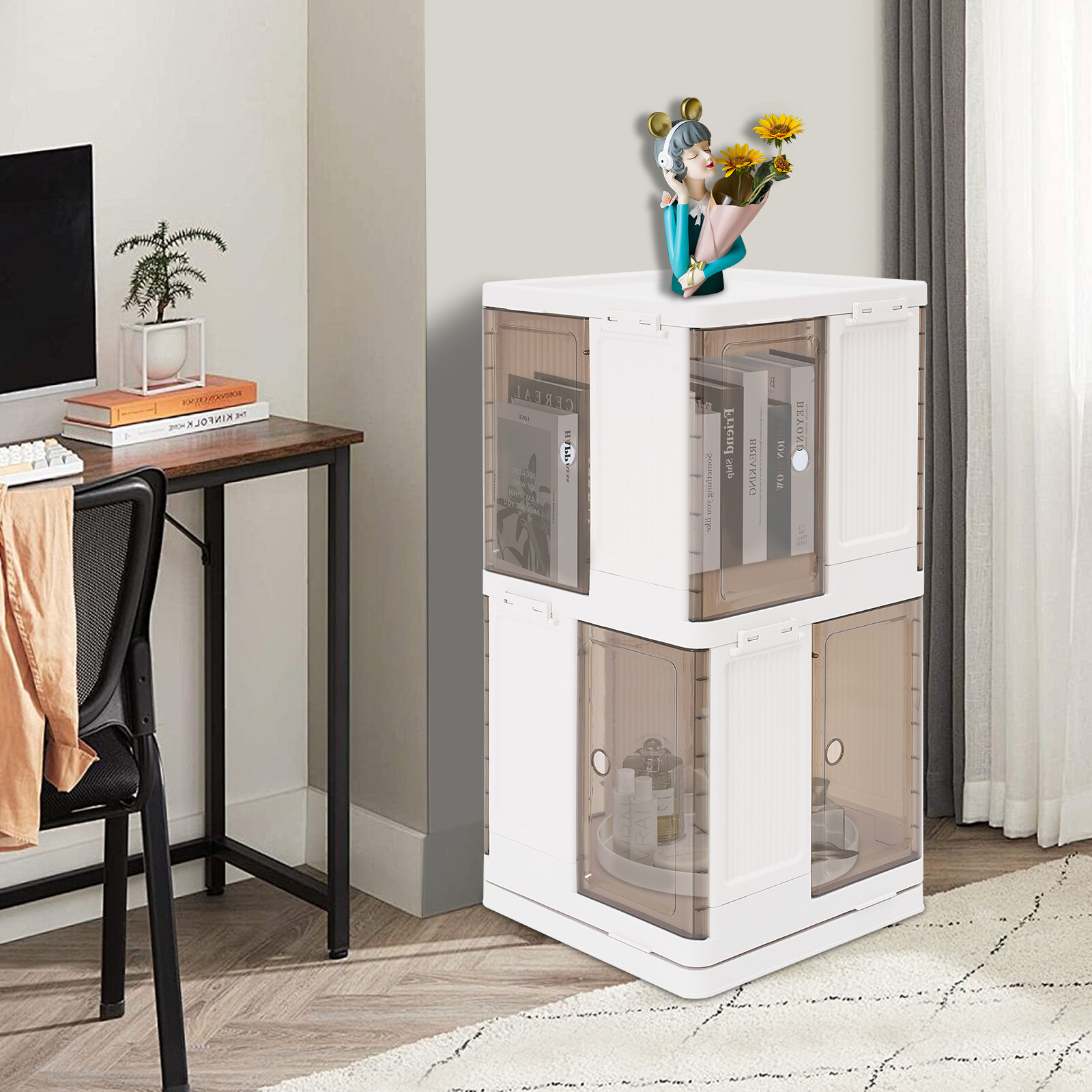2-Tier Rotating Bookshelf, Book Storage Shelf, Floor Standing Rotating Bookcase gallery