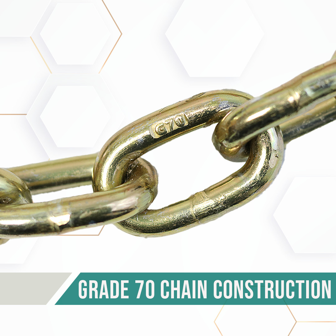 BoxerTool 5/16'' x 20' G70 Tow Chain Tie Down Binder Chain with Hooks 18,800lbs gallery