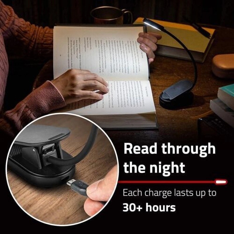 Small Table LED Reading Book Light USB Rechargeable Flexible Clip Desk Lamp USA gallery
