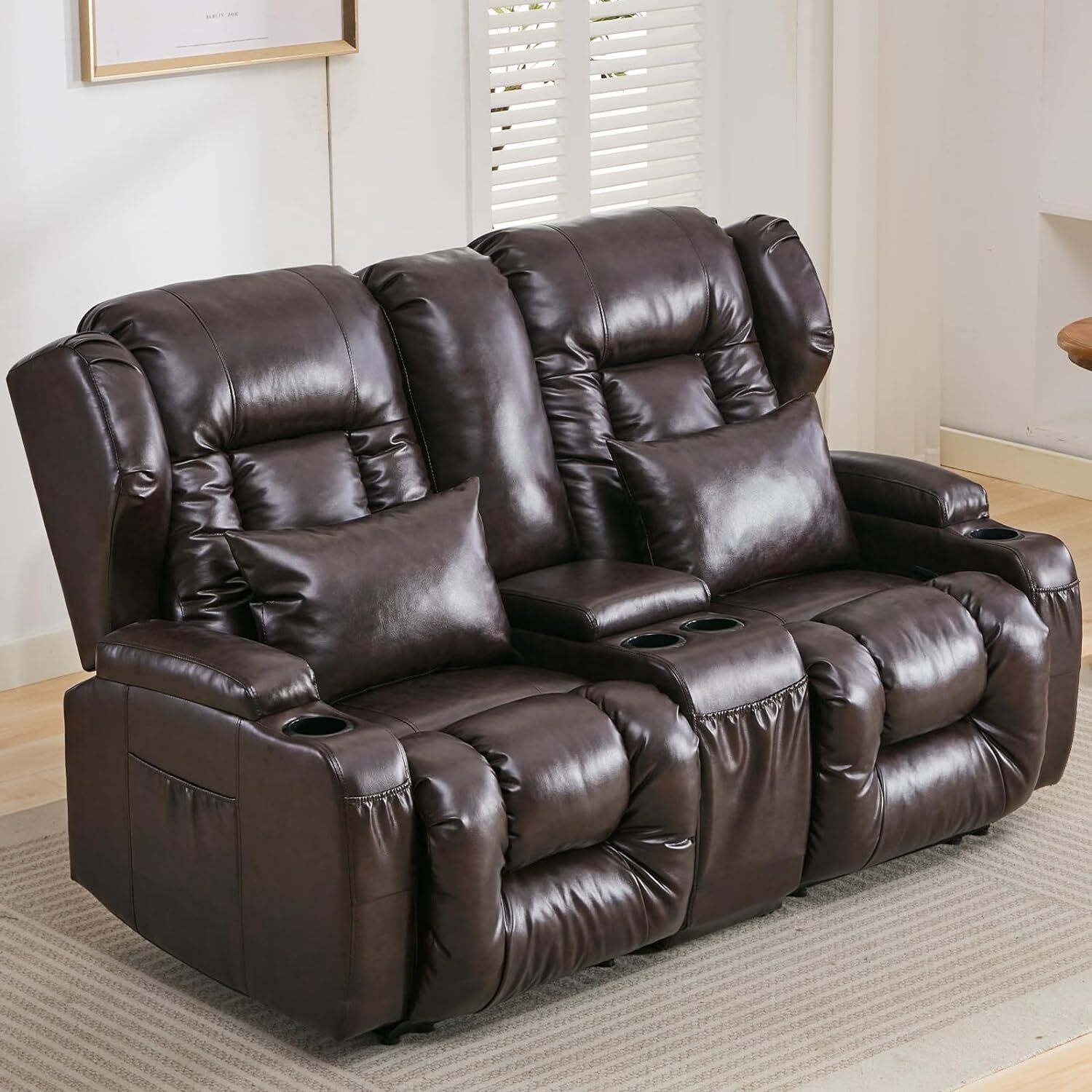 Recliner Sofa Loveseat Recliner RV Sofa with Console Home Theater Seating Sofas gallery