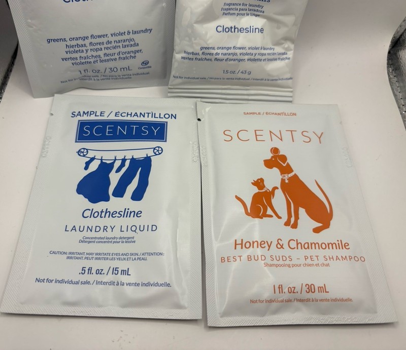 Scentsy Sample Lot – Clothesline Laundry & Honey Chamomile Pet Shampoo – 4 Pack gallery