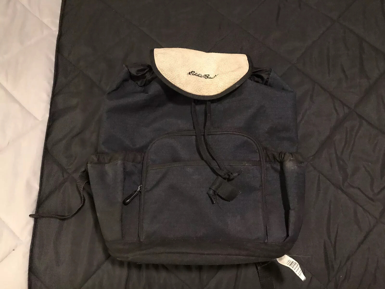 Vintage Eddie Bauer Hiking Backpack Rucksack Medium Leather Top