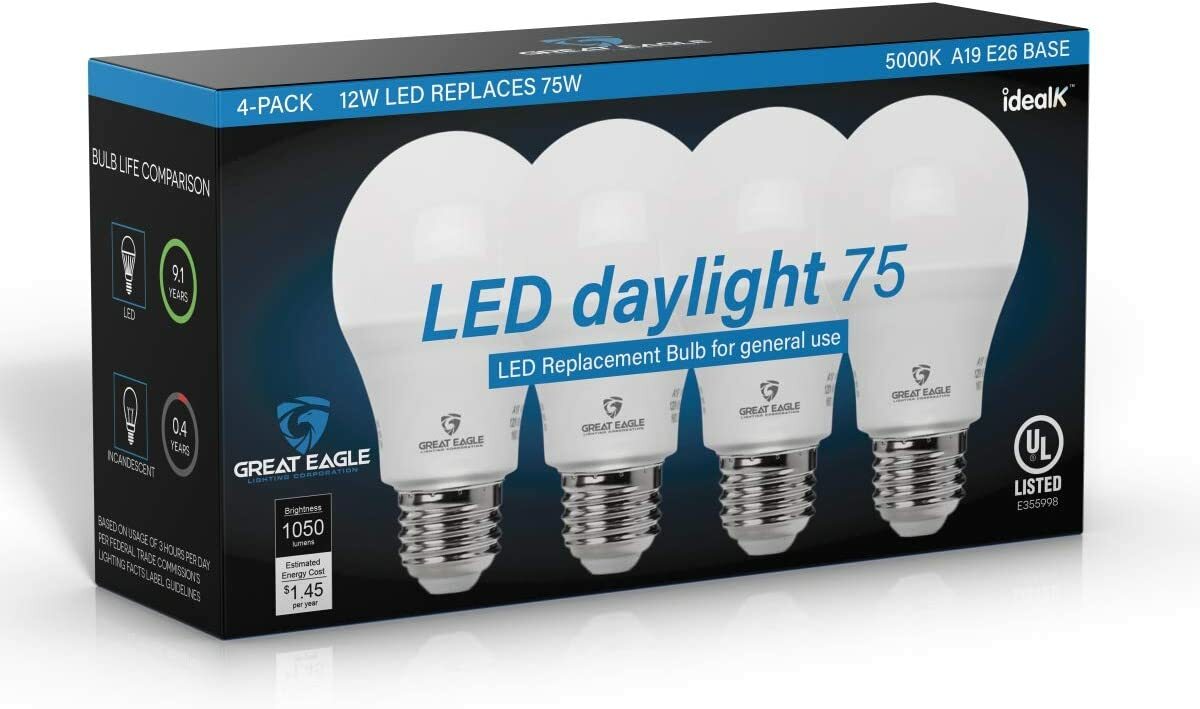 Great Eagle A19 LED Light Bulbs 75 Watt, Daylight 5000K, 1050 Lumens gallery