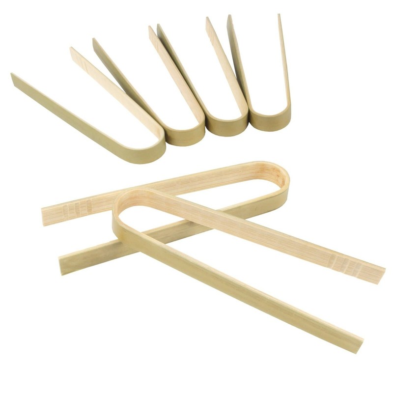 Buffet Serving | 3.9" Bamboo Disposable Tongs | BambooMN gallery
