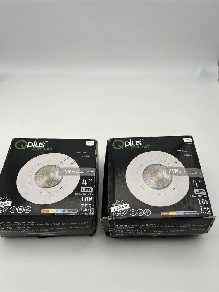 Qplus 4" 75W Replacement Led Gimbal Spotlight 10W 750 Lumens 2 QTY