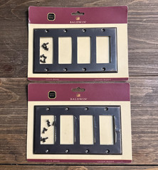 Baldwin Solid Brass Venetian Bronze Switch Plate Cover 4 Rocker Style Lot Of 2