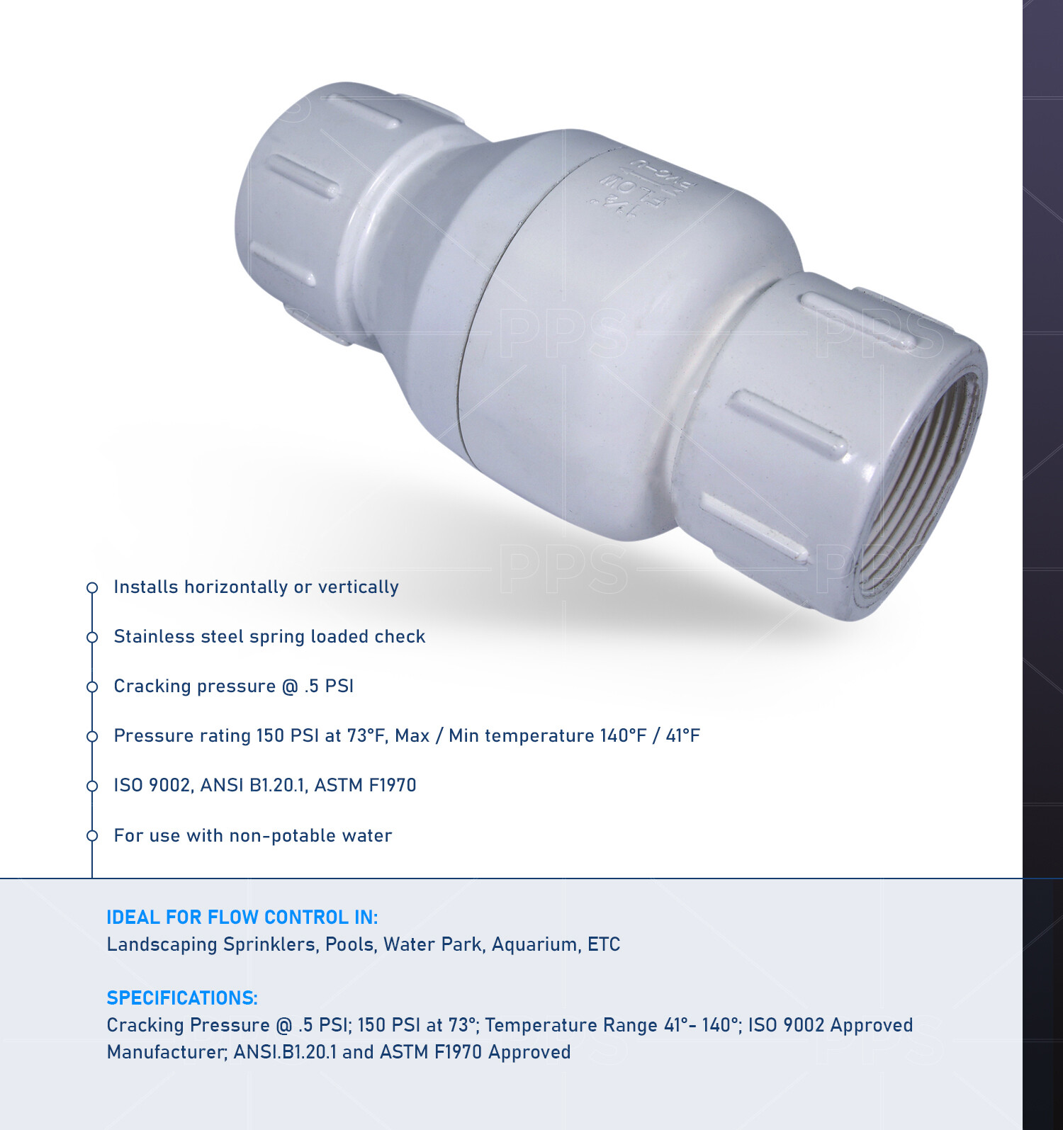 FIP White Plastic PVC Inline Check Valve for Backflow Prevention 1/4'' To 3/4'' gallery