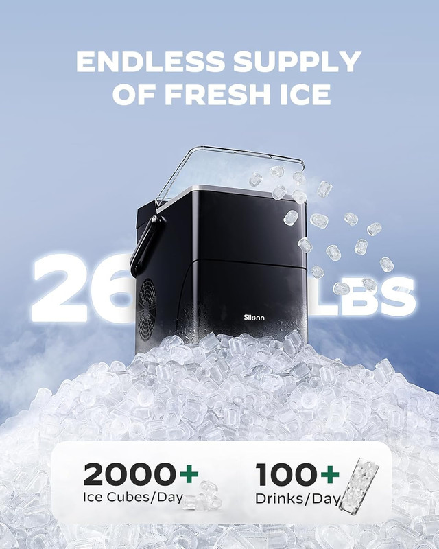 Countertop Ice Maker with 2.5L Expandable Ice Basket, 26.5Lbs/24H, 9 Cubes in 6 gallery