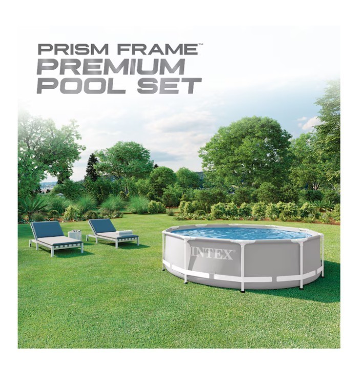 [FASH SALE] Intex Prism Metal Frame Round Pool 10ft x 30in Above Ground No Pump gallery