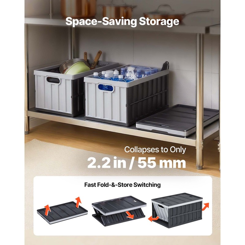 3-Set 65L Stackable Foldable Bins, 84lb & Handles gallery