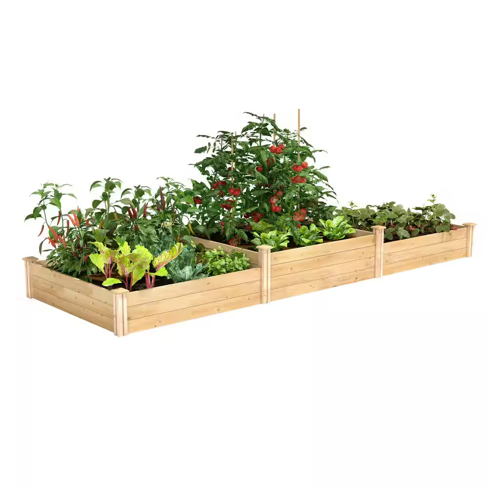 Premium Sanded Natural Cedar 3-Tiered Wood Raised Garden Bed with 3/4 In. Thick gallery