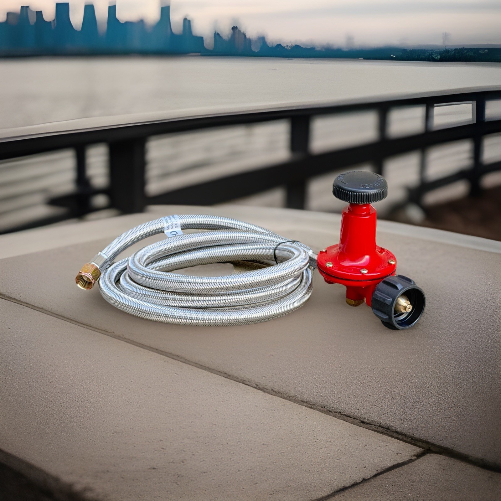 6FT 30PSI Adjustable High Pressure Propane LP Regulator Stainless Braided Hose gallery