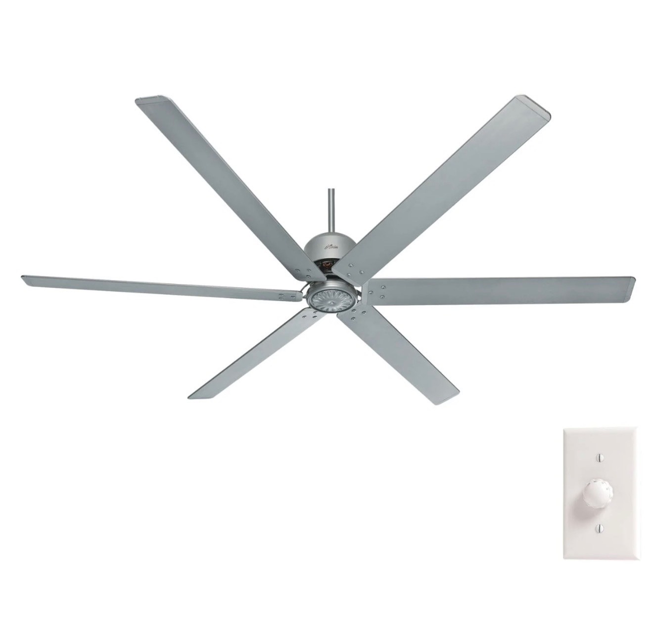 Hunter 96” Matte Silver 3 or 6 Blade Damp Rated Outdoor Ceiling Fan NO REPAIRS gallery