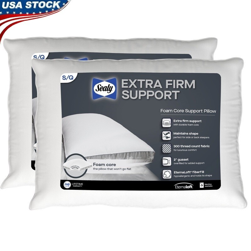 Extra Firm Support Foam Core Pillow 2 Pack Hypoallergenic Side Sleeper Backrest gallery
