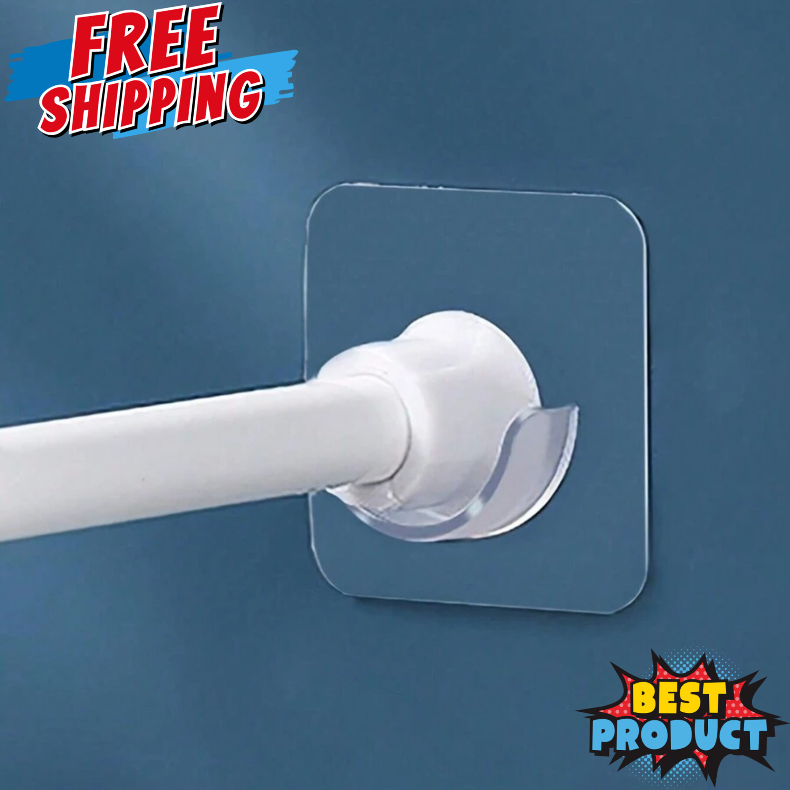 Adhesive Shower Curtain Rod Holder 4pcs Wall Mount Transparent Tension Bracket gallery