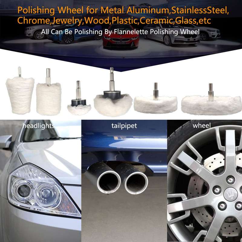 6 Pcs Buffing Wheel for Drill,Buffing Pad Polishing Wheel Kits,Wheel Shaped Poli gallery