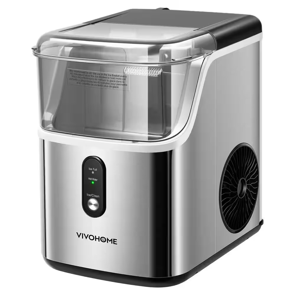 8. 7 In. 33 Lbs. Countertop Nugget/Pebble Ice Maker with Self-Cleaning in Silver gallery