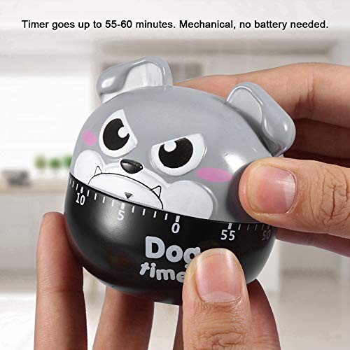 Mechanical Kitchen Timer, Cute Dog Wind Up 60 Minute Manual Countdown Gray gallery