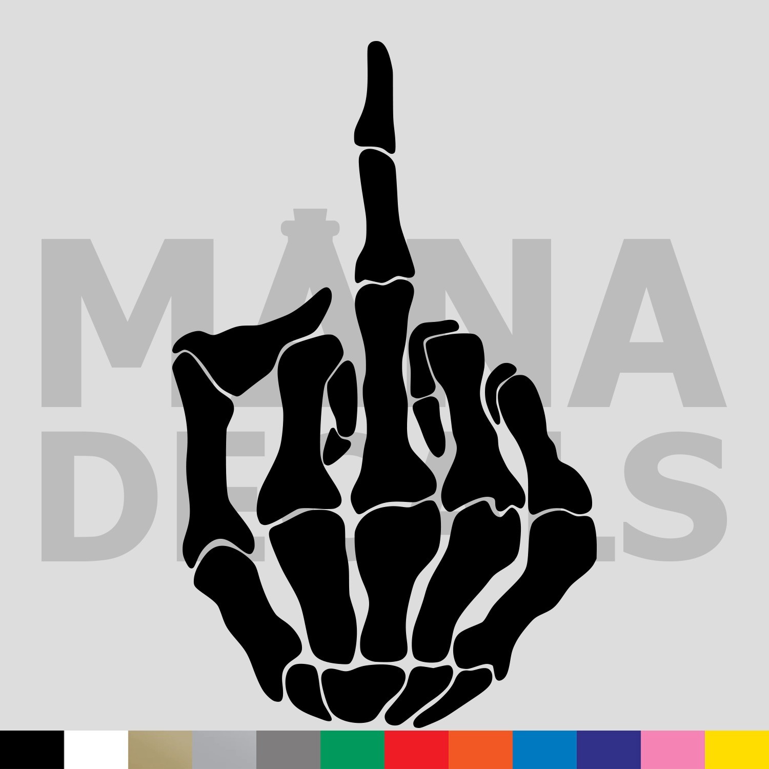 Middle Finger Skeleton Vinyl Die Cut Decal Sticker - Bone Hand Flip Off Biker gallery