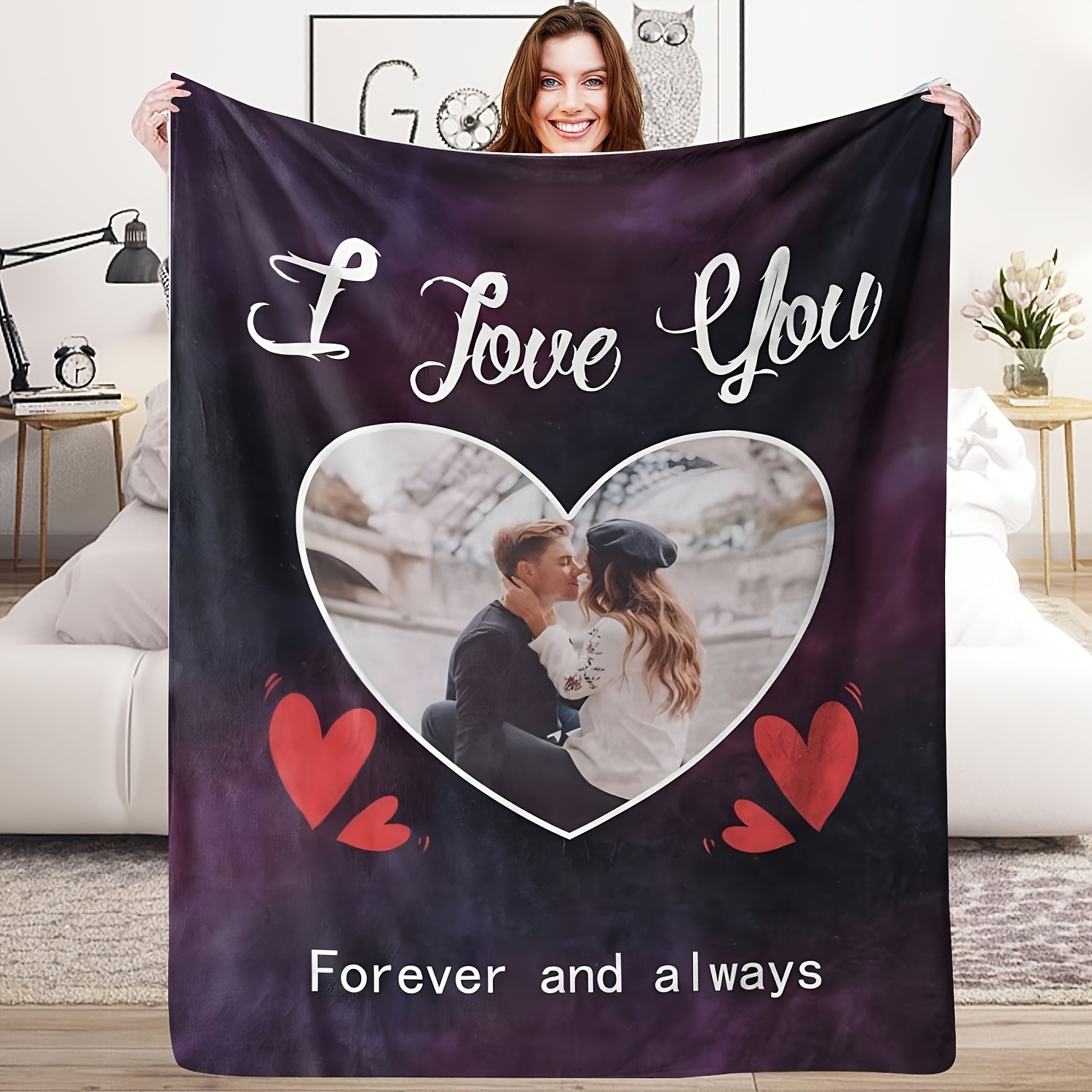 Customized Photo Personalized Valentine'S Day Gift Blanket Flannel Love Design↗ gallery