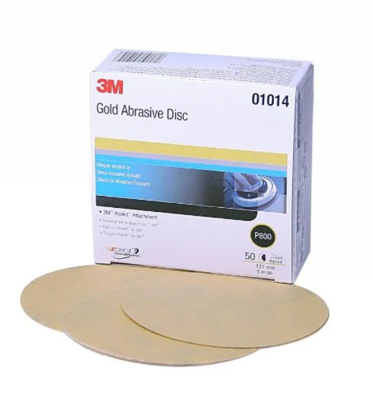 3M Hookit Gold Abrasive Disc 01014, 5", P800, 50 Discs/Carton Free US Shipping