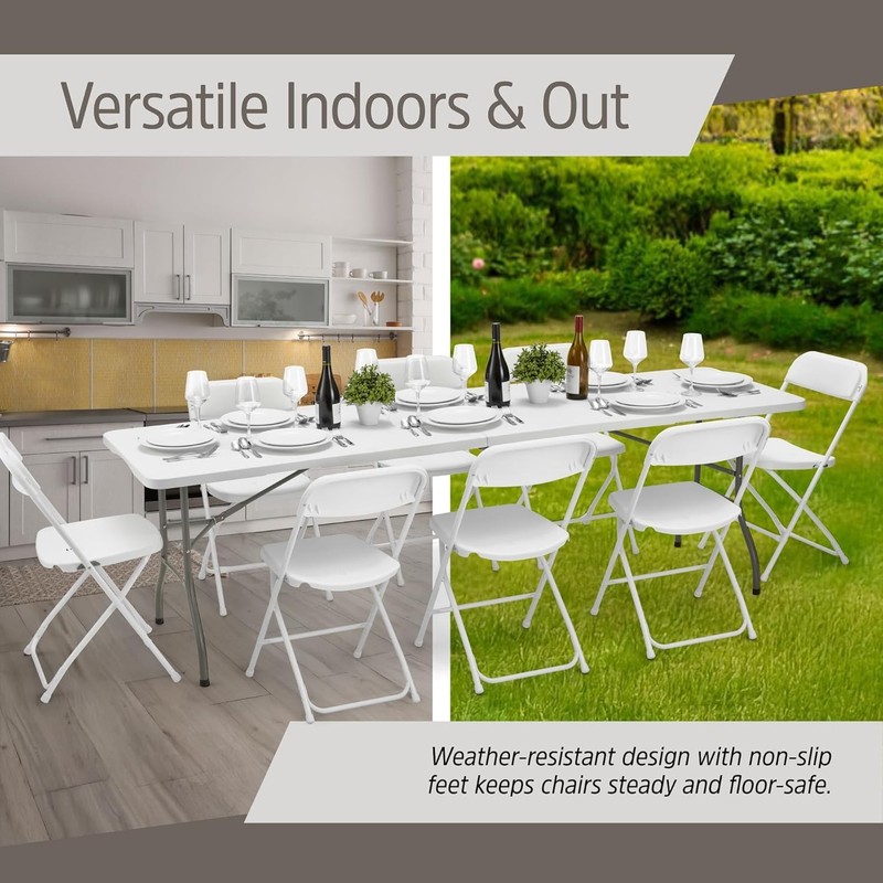 EconoHome 4 Pack Black Padded Folding Chairs with Cushioned Seat & Backrest gallery