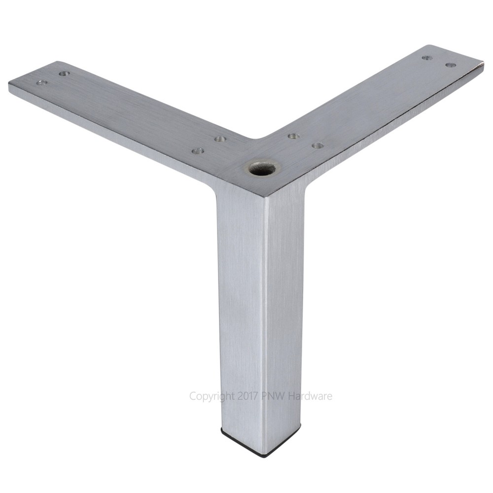 5” Sofa Couch Foot, Modern Square Corner Furniture Leg, Heavy Duty Brushed Steel