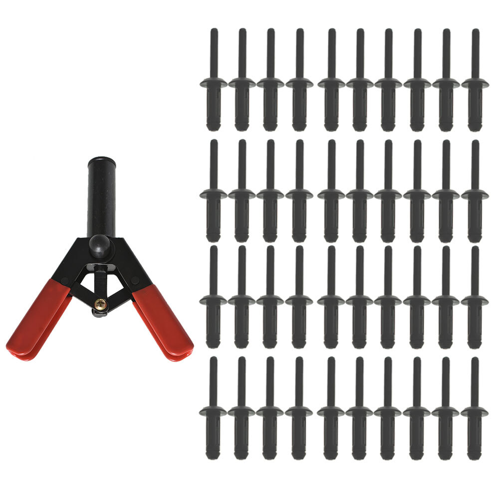 41Pcs Plastic Poly Rivet Gun Quick Set Riveting Hand Tool W/ 40 Poly Rivets USA gallery