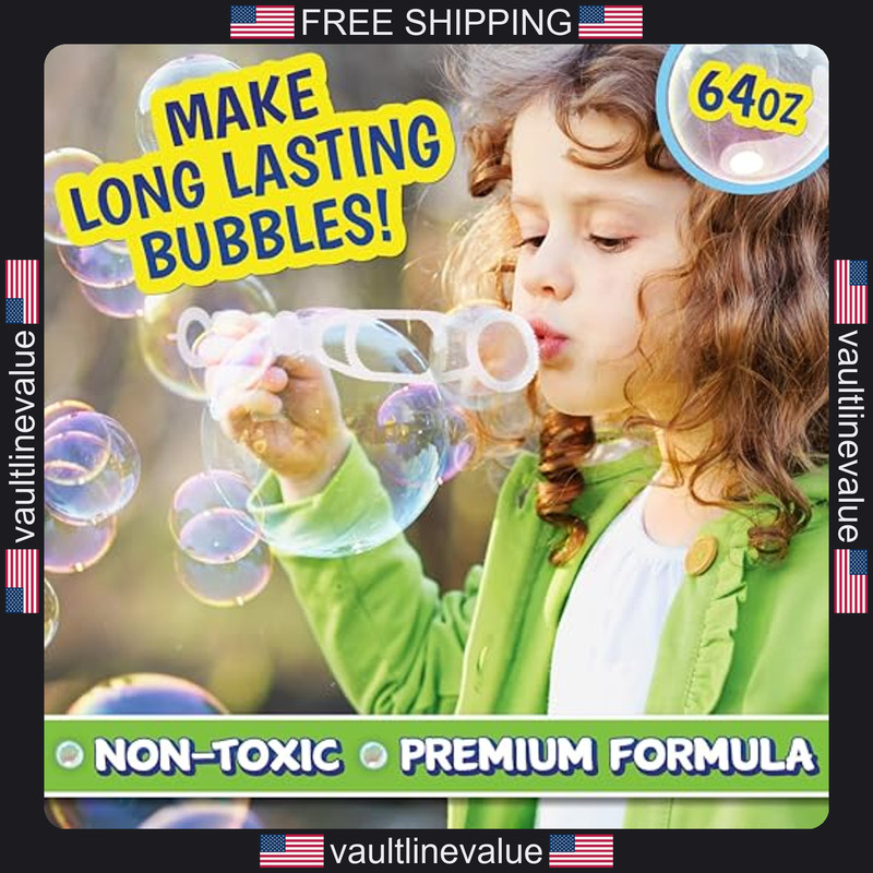Sunny Days 64oz Bubble Solution Refill with Wand Non Toxic Dye Free for Bubble gallery