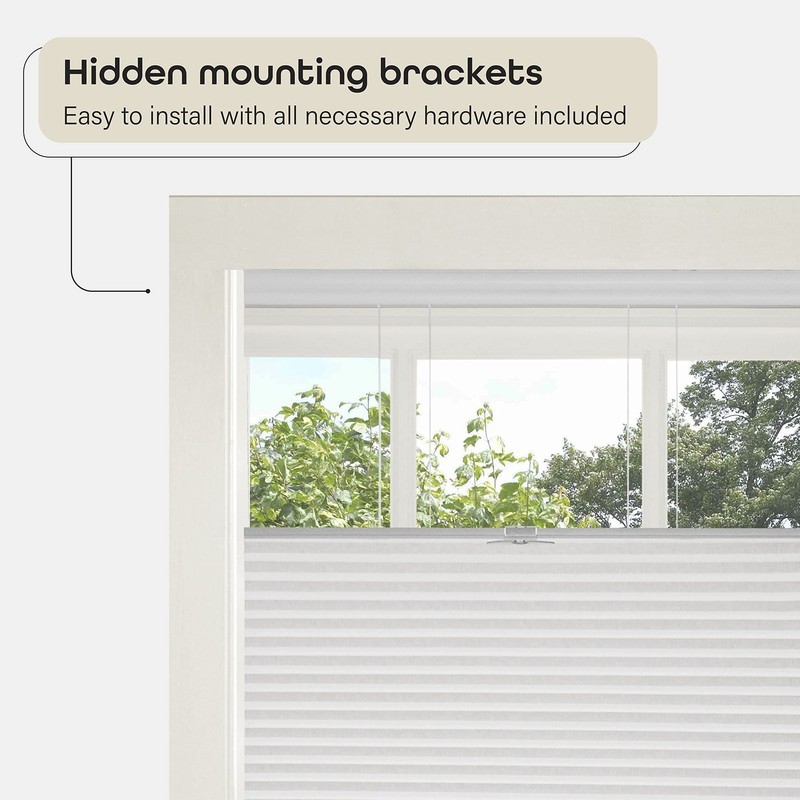 Cordless Cellular Pleated Window Shades - 39 Inch Width 64 Inch Length - White gallery