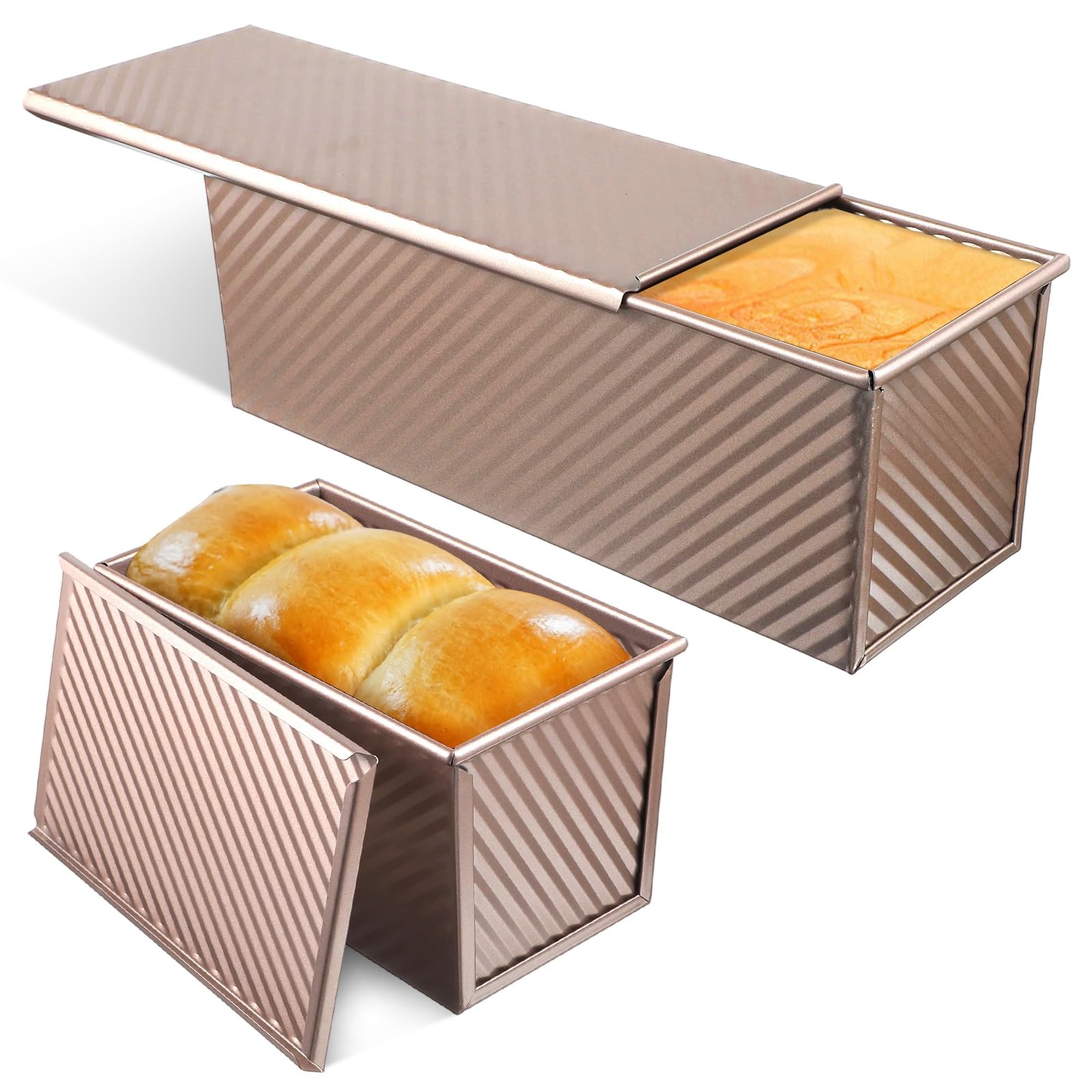 Kifmurase 2Pcs Pullman Loaf Pan with Lid, 2 lb/1 lb Dough Capacity, Premium S... gallery