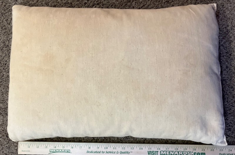Vintage Feather Bed Pillow Beige Rustic Decor Stained Used Farmhouse Handmade gallery