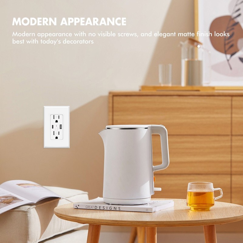 10Pack USB Type C Wall Outlet Duplex Receptacle 15A, Smart 4.8A Quick Charging gallery