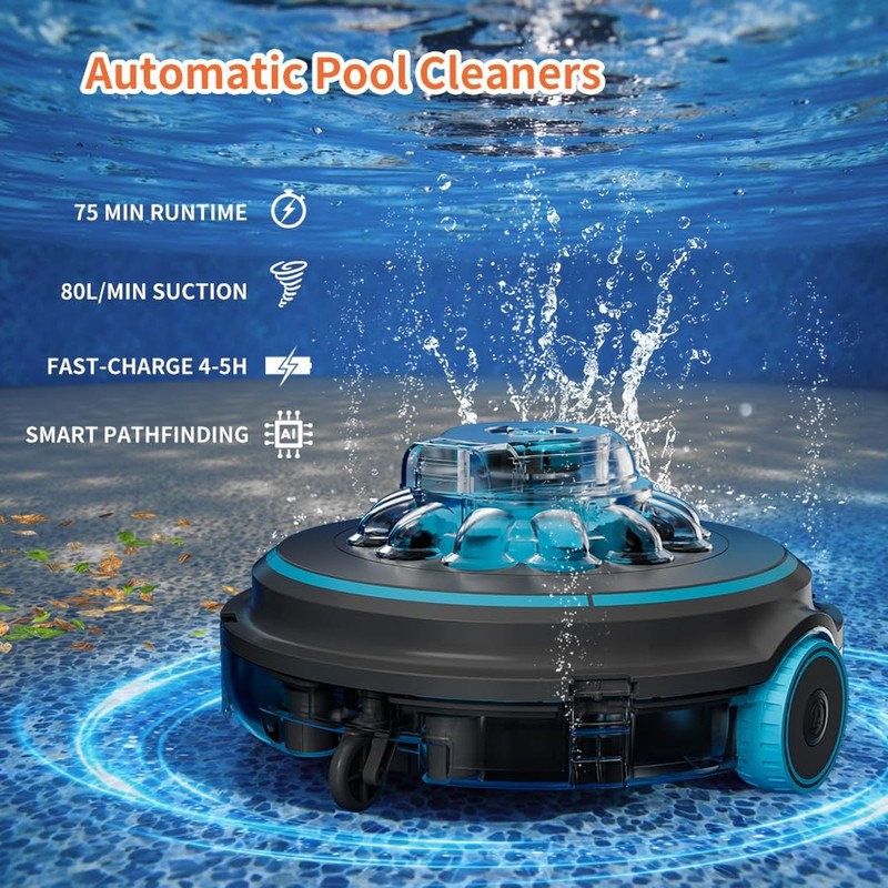 65 Automatic Cordless Pool Cleaner Upgrade for Above Ground Pools - 75-Min Ru... gallery