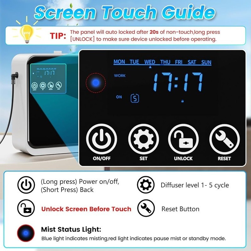 Waterless Essential Oil Diffuser Smart App Control Aromatherapy Timer 1000 Sq Ft gallery