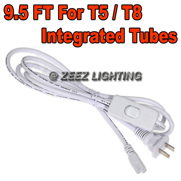 9.5FT AC Power Cord For T5/T8-Integrated LED Tube Light Bulb 2Ft/3Ft/4Ft/5Ft/8Ft gallery