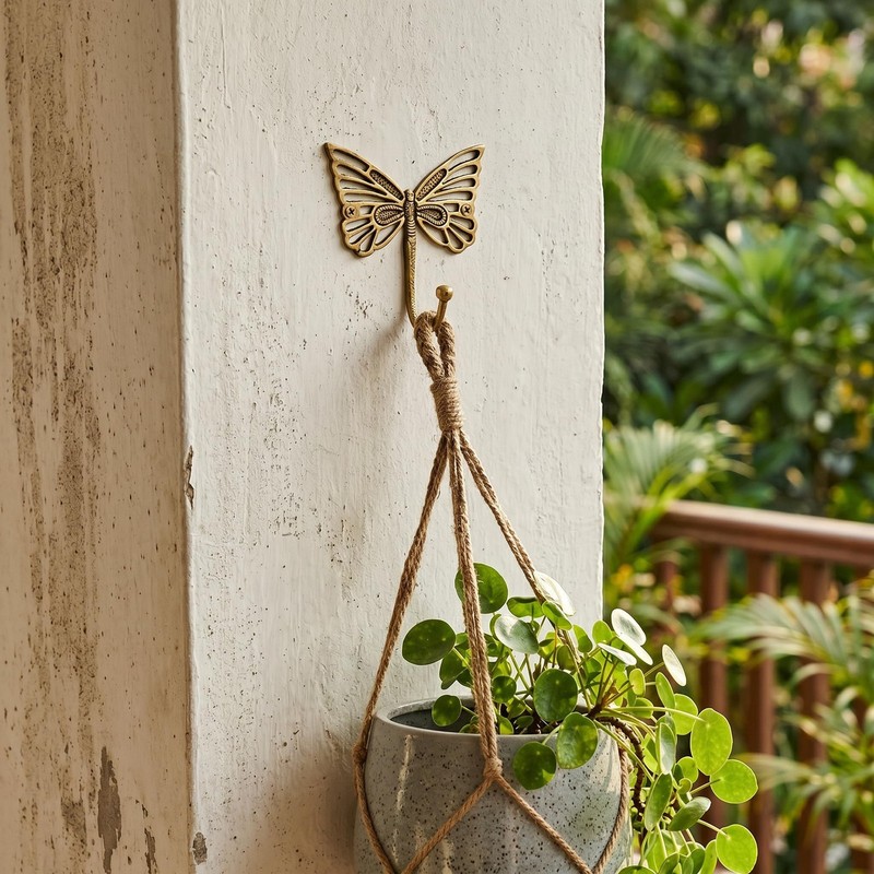 33 Lb. Solid Brass Butterfly Wall Hooks - Vintage Gold Decorative Hooks for C... gallery