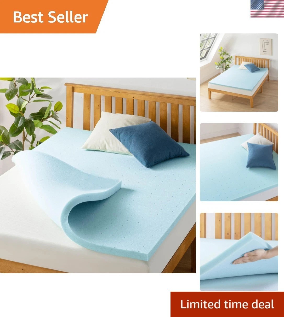 Breathable Twin 1.5-Inch Memory Foam Topper with Gel Infusion for Optimal Sleep gallery