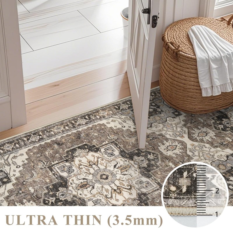 RUUGME Entryway 2x4 Runner Rug: Washable Vintage Rugs Low Pile Lightweight St... gallery
