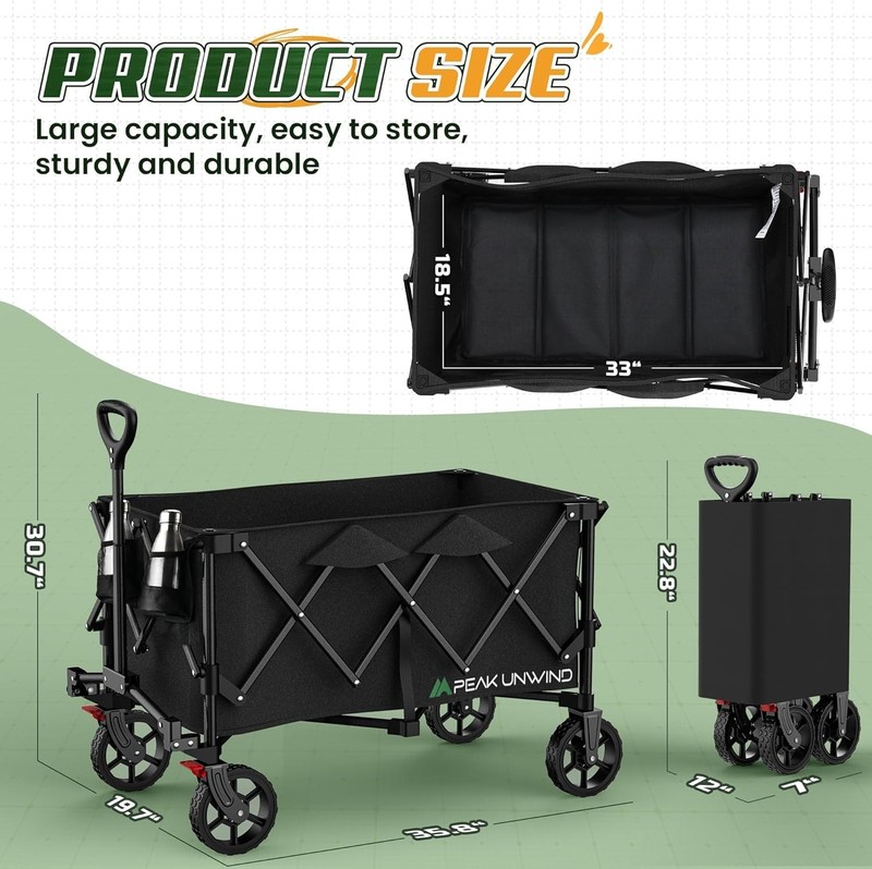 Versatile Folding Utility Cart with Cup Holders - Perfect for Sports & Camping gallery